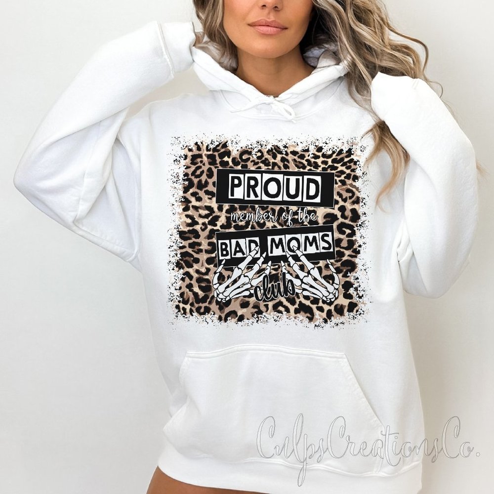 Proud member of the bad moms club leopard print heavy blend hoodie